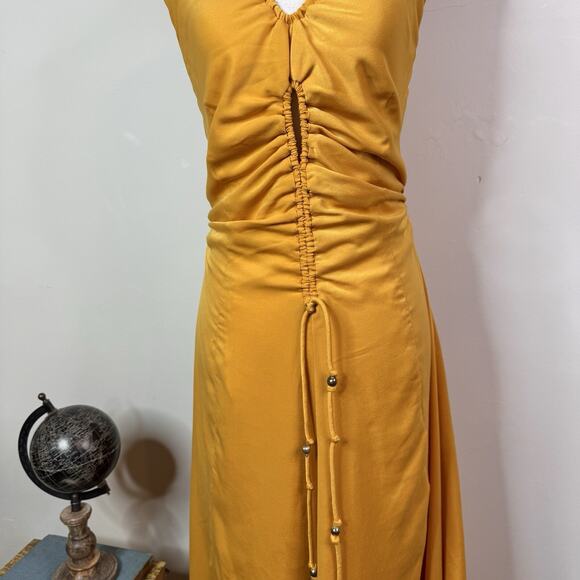 Altuzarra Kaya Asymmetric Cutout Satin Midi Dress Size 10 Modern Ruched $1525 - Picture 3 of 15